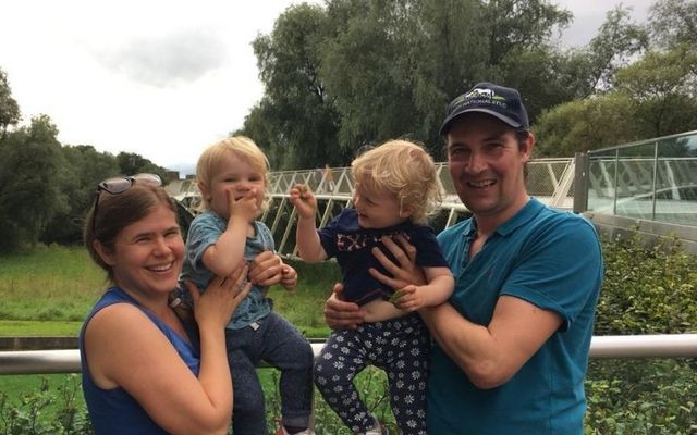 Gareth Landy with his wife Anna McLeod and their two children Abba and Tutu. 