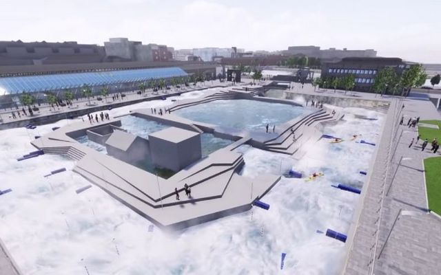 Plans for a controversial whitewater rafting center at George\'s Dock. 