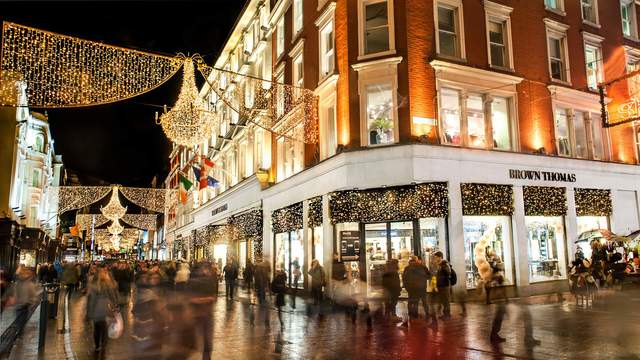 Grafton Street at Christmas, in Dublin city center.