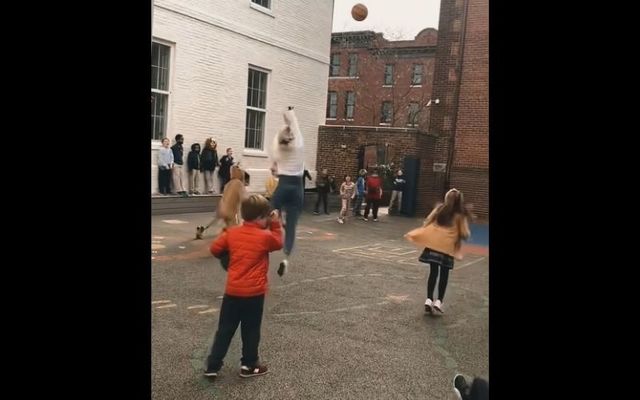 Kathleen Fitzpatrick - aka Ms. Fitz - lands a trick shot and treats her students to a Christmas treat.