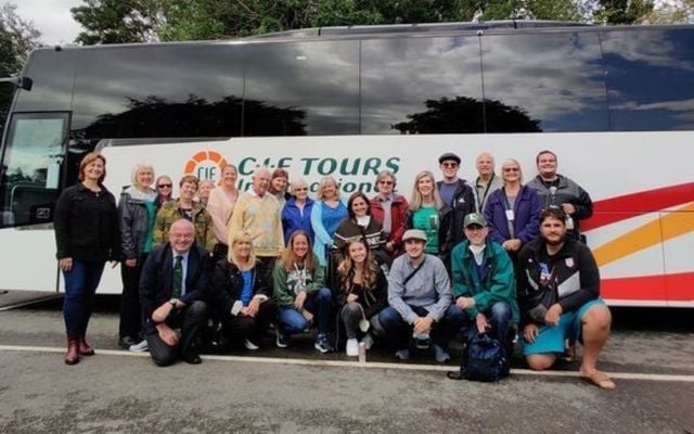 Group shot of a CIE Tours group in Dublin in 2021.