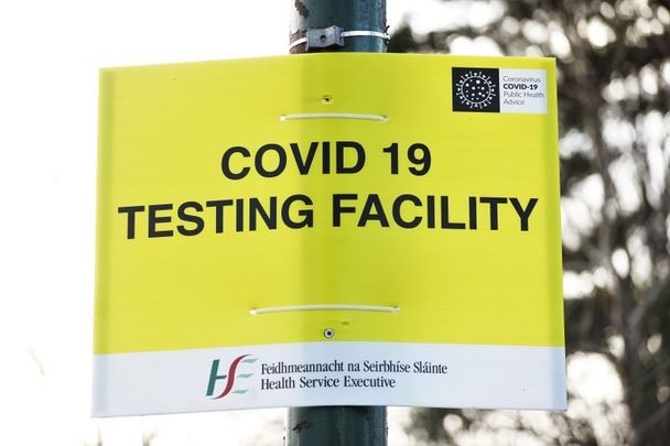 December 31, 2020: A sign outside of a testing center at the RDS Dublin.