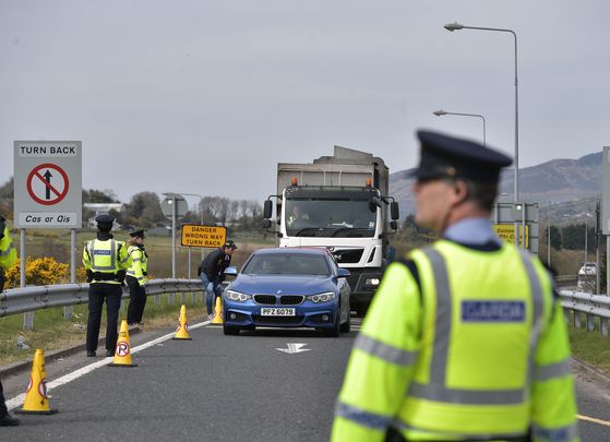 Irish gardaí (police) on the Northern Ireland border.