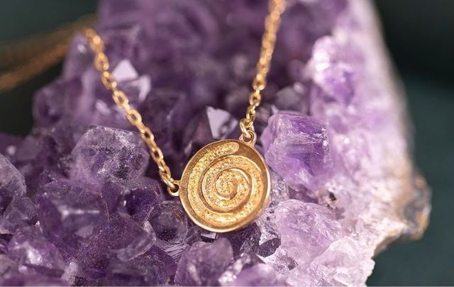 The Celtic Spiral Gold Plated Necklace from Liwu Celtic Collections
