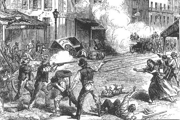 Depiction of the Draft Riots in 1863 in The Illustrated London news.