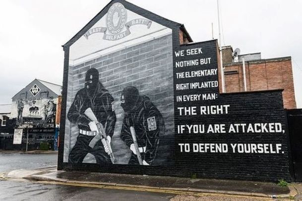 A loyalist mural in Belfast.