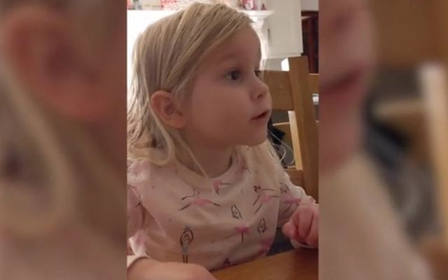 This young toddler has already mastered the Northern Irish and American accents. 