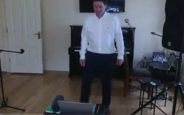 Irish set dancing teacher Pat O\'Dea during a virtual class. 