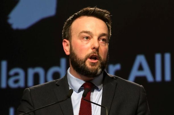 February 23, 2019: SDLP Colum Eastwood speaking at the Fianna Fail Ard Fheis in City West Hotel, Dublin. 