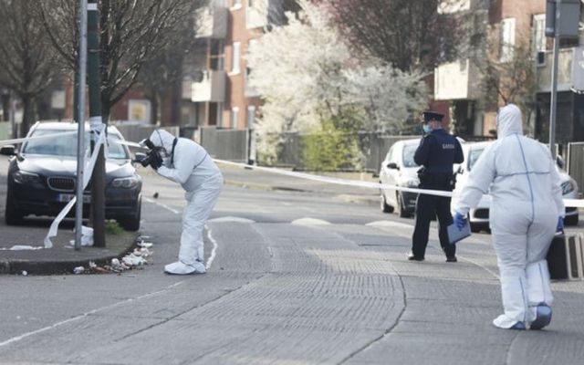Gardaí investigate a shooting at a flat complex in Dublin. 