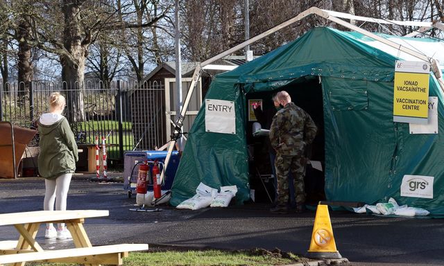 The Irish military taking charge of vaccinating frontline workers and and doctors.