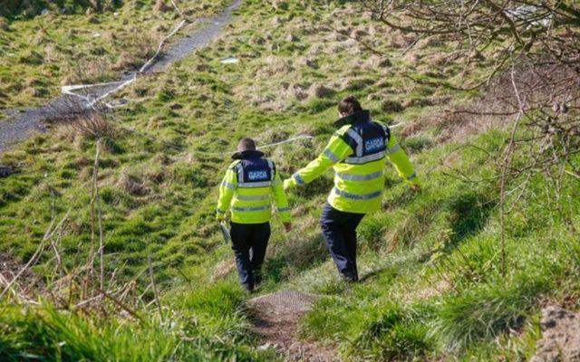 Gardaí search an area of land near the Rathmullen housing estate in Drogheda. 