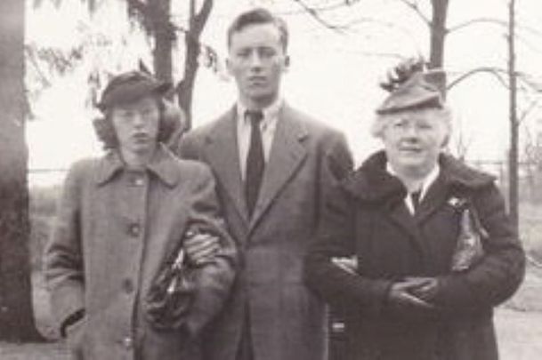 Mary\'s dad with his mum and sister in the early 1940s in Poughkeepsie, New York.