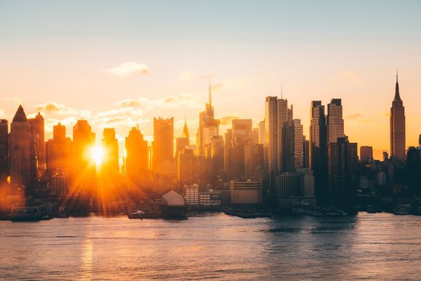 Sunrise over New York City.