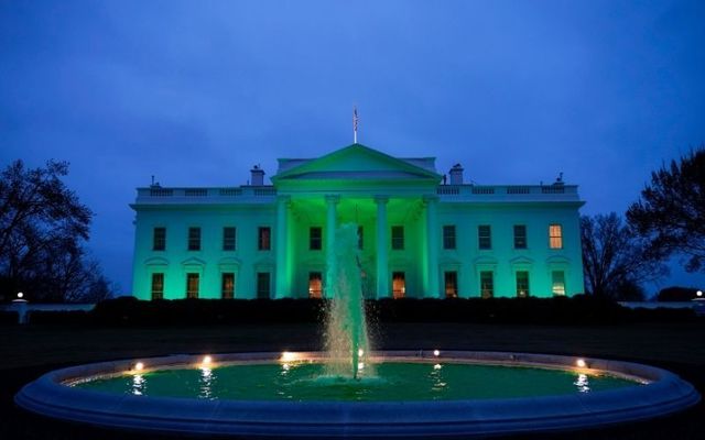 The White House turned green on Wednesday to celebrate St. Patrick\'s Day. 