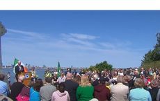 A 16-foot Celtic Cross in Boston Harbor honors the Irish Famine dead 