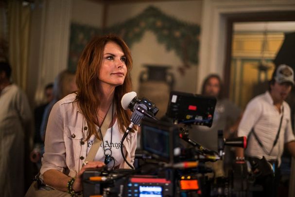 Roma Downey working on the Resurrection.