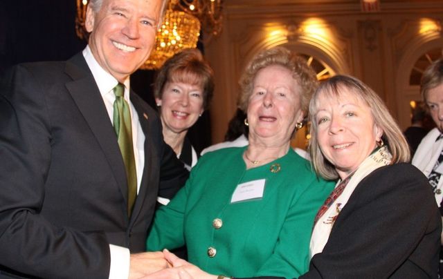 Vice President Joe Biden, Peggy Egan, Nora Murphy and Tree Murphy in 2013.