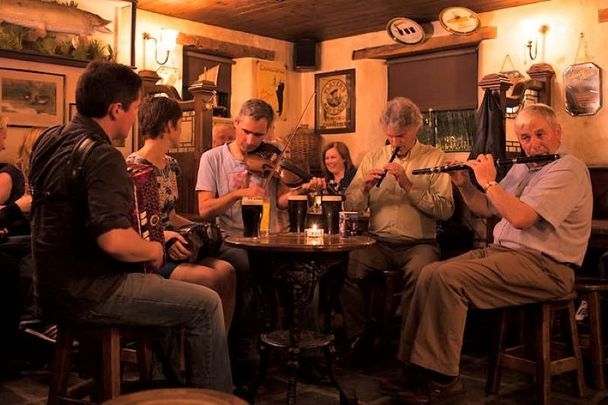 An Irish trad music session in Co Donegal.