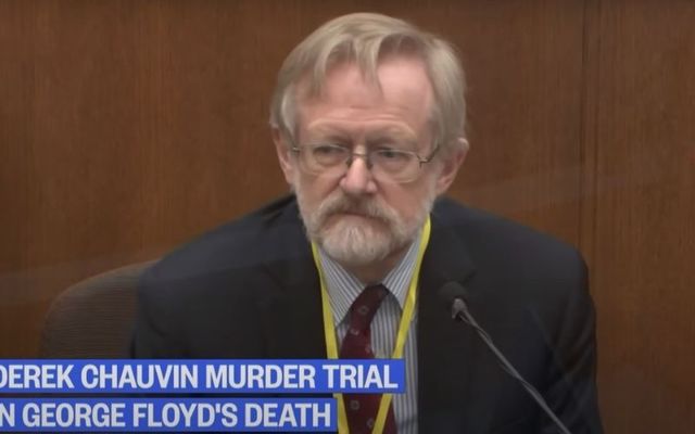 Dr. Martin Tobin speaks during the ninth day of the Derek Chauvin murder trial. 