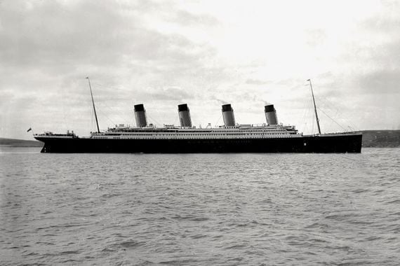 The Titanic sets sail from Cobh Harbour in 1912. 