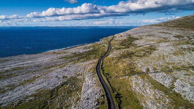 The Coast Road, at Black Head, in The Burren, County Clare.