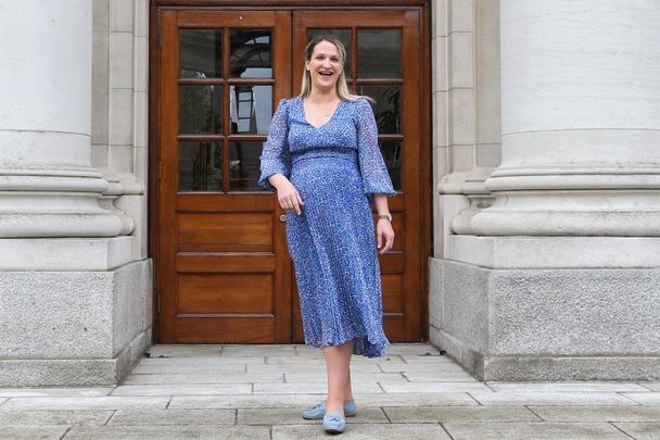 April 27, 2021: Minister for Justice, Helen McEntee TD, leaving Government Buildings on her final day of work before she begins six months of maternity leave. 