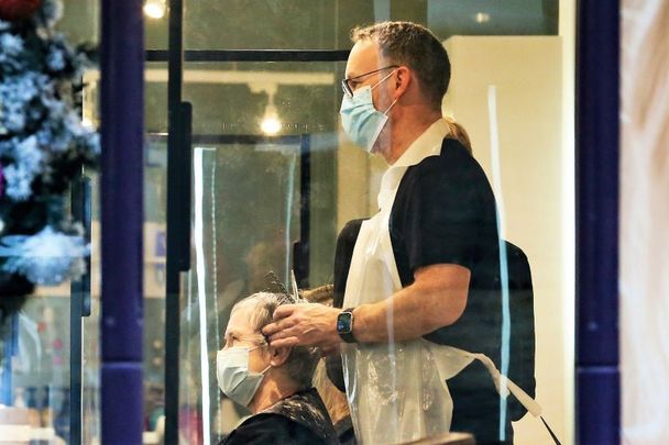 Scenes from a Dublin hairdresser in December 2020. The Taoiseach announced today that personal services can reopen by appointment from May 10.