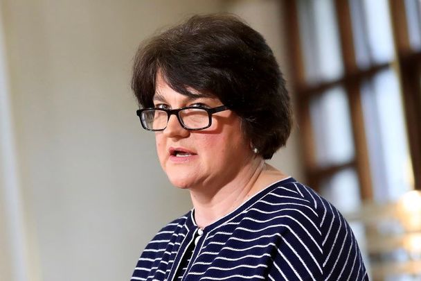 Arlene Foster, pictured here in Dublin in July 2020, announced her resignation as DUP leader and First Minister on April 28.