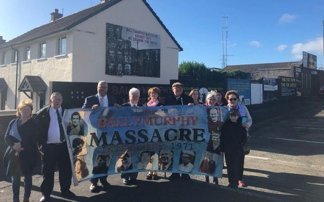 AOH National President Danny O’Connell and Secretary Jere Cole in Ballymurphy.