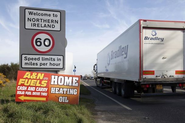 Entering Northern Ireland from the Republic of Ireland.