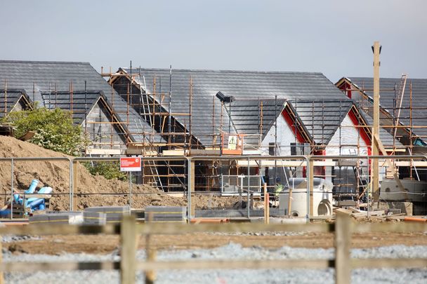 Construction work taking place in the Bay Meadows housing development in Dublin 15. All 112 houses have been bought by global investment company Round Hill Company, to be put on the rental market