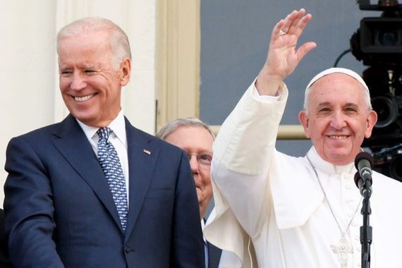 President Joe Biden with Pope Francis prior to the outbreak of the pandemic. 