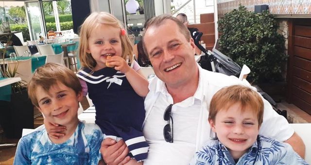 Andrew McGinley with his three children Conor, 9, Darragh, 7, and Carla, 3. 