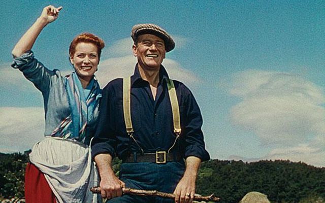The Quiet Man: Maureen O\'Hara and John Wayne in the 1952 movie, filmed in Cong, County Mayo.