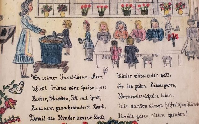 Reproduction of a page from the Saarbrücken Dankebuch (Thank you book).