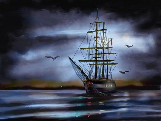An illustration of a coffin ship from the Great Hunger.