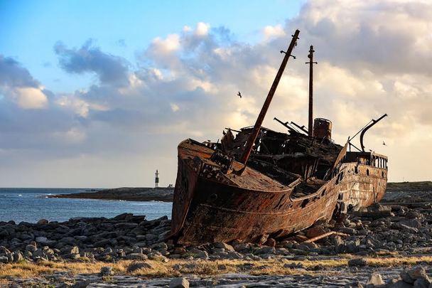 The wreck of the Plassey, a famous landmark on Inis Oirr.
