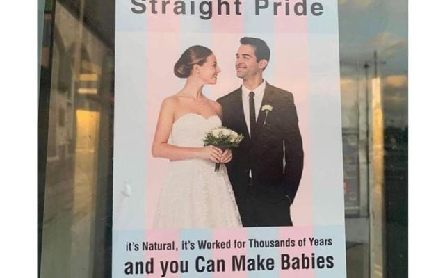 A \"straight pride\" poster in Waterford. 