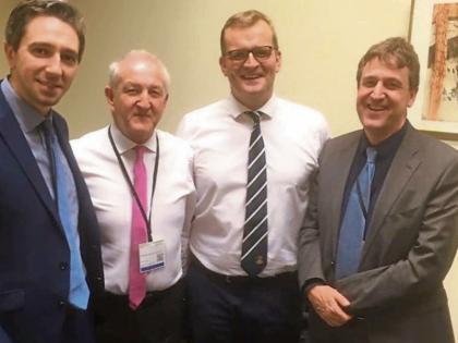 Discussing stroke services were Minister Simon Harris, T.D., Martin Quinn, former Minister John Paul Phelan, T.D, and Professor Dr. Rónán Collins, Director of Stroke Services at Tallaght Hospital  