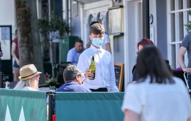 Outdoor dining, as seen here recently in Malahide, will continue to be the only option for now in Ireland.