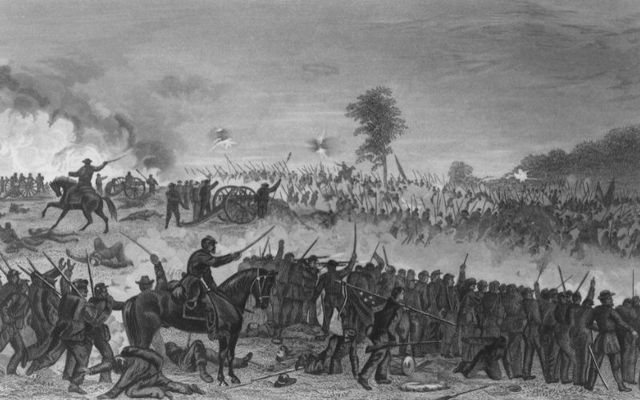 Artist\'s depiction of the Battle of Gettysburg. 
