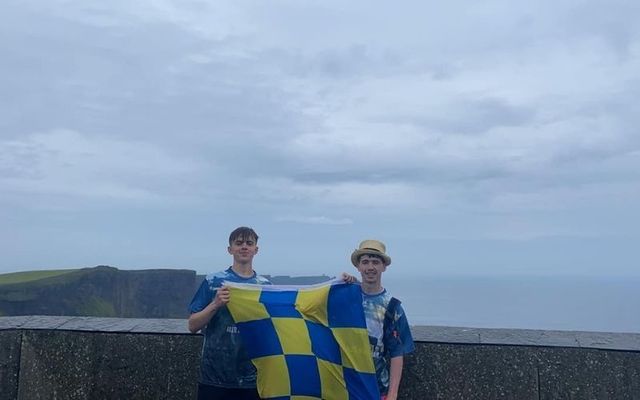 Scott Ward and Derek O\'Brien at the Cliffs of Moher on Friday.