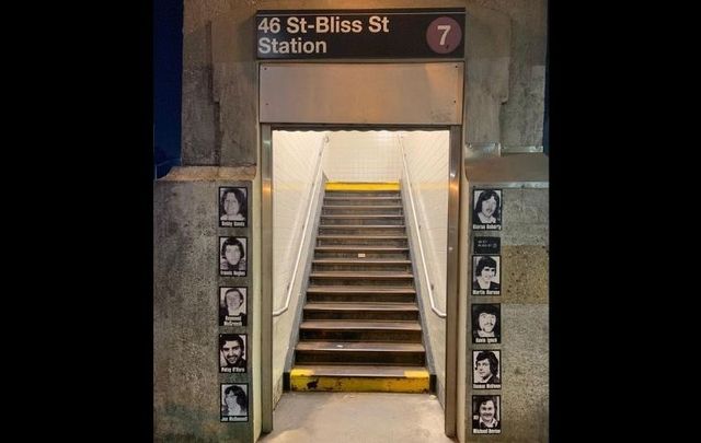 A tribute to the Irish hunger strikers at the 46 Street -  Bliss Street subway station in Sunnyside, Queens in NYC.