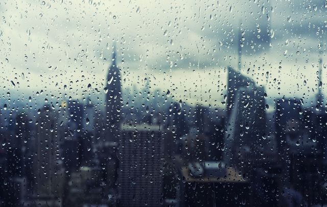 A rainy New York City.