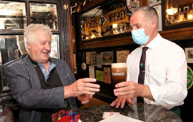 July 26, 2021: A customer enjoys a pint of Guinness at Doheny and Nesbitt in Dublin. 