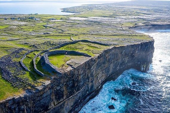 Aerial shot of Dún Aonghasa on Inis Mór. 