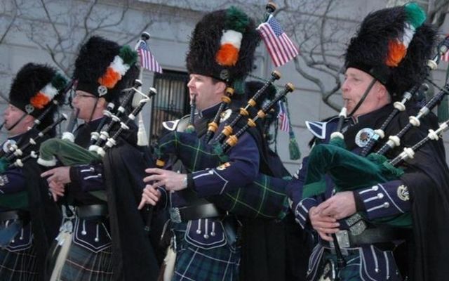 New York St. Patrick\'s Day Parade: Bagpipers on Fifth Avenue, in New York City.