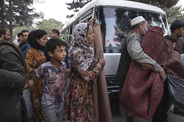 People displaced by the Taliban advancing are flooding into the Kabul capital to escape the Taliban takeover of their provinces. (Photo by Paula Bronstein/Getty Images)