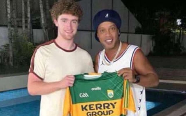 Kerry\'s Paul Walsh with Brazilian soccer legend Ronaldinho. 